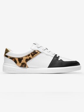 Cole Haan Women's Grand Crosscourt Sneakers size 9 black/white/leopard